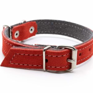 Palkar Velur kožený obojek pro psa | 16 – 46 cm Barva: Červená
