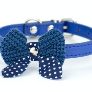 Vsepropejska Fashion obojek s motýlkem | 18 - 36 cm Barva: Tmavě-modrá