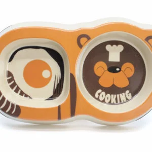 Vsepropejska Nolen dvojitá bambusová miska pro psa Barva: Oranžová