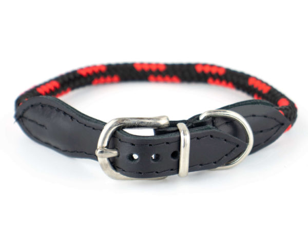 Vsepropejska Rope obojek pro psa z lana | 32 - 39 cm Barva: Černo-červená