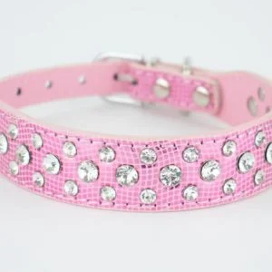 Vsepropejska Lesk obojek pro psa s kamínky | 22 - 37 cm Barva: Růžová