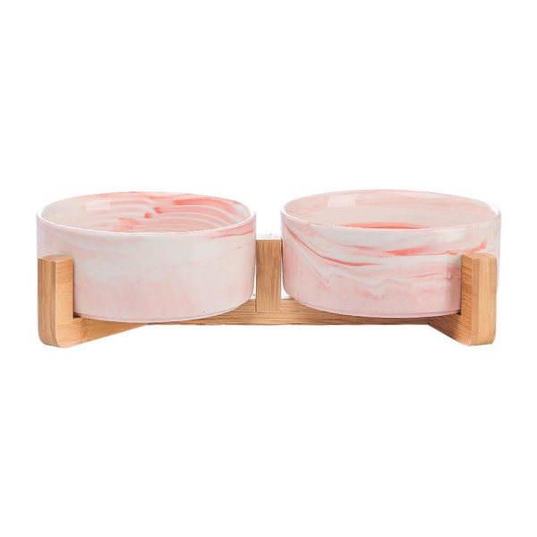 Vsepropejska Garbo dvojitá mramorová keramická miska pro psa či kočku Barva: Růžová
