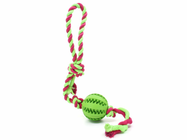 Vsepropejska Gila smyčka s dentálním míčkem pro psa Barva: Zelená