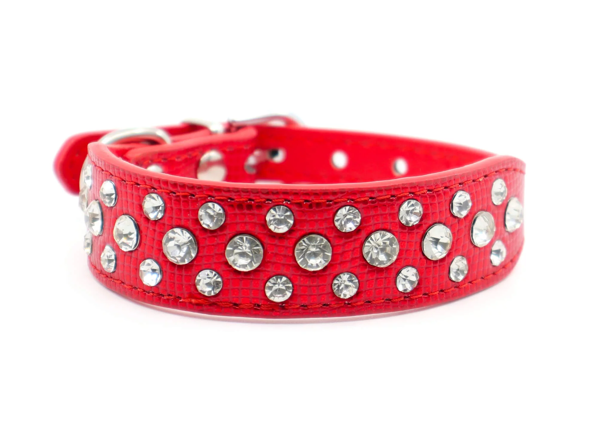 Vsepropejska Lesk obojek pro psa s kamínky | 22 - 37 cm Barva: Červená