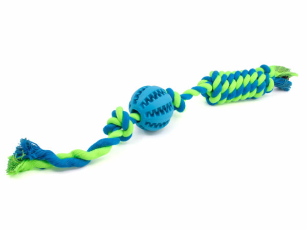 Vsepropejska Tula přetahovadlo s dentálním míčkem pro psa Barva: Modrá