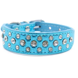 Vsepropejska Lesk obojek pro psa s kamínky | 22 - 37 cm Barva: Modrá