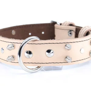 Apex kožený obojek pro psa s hroty | 22 – 65 cm Barva: Béžová