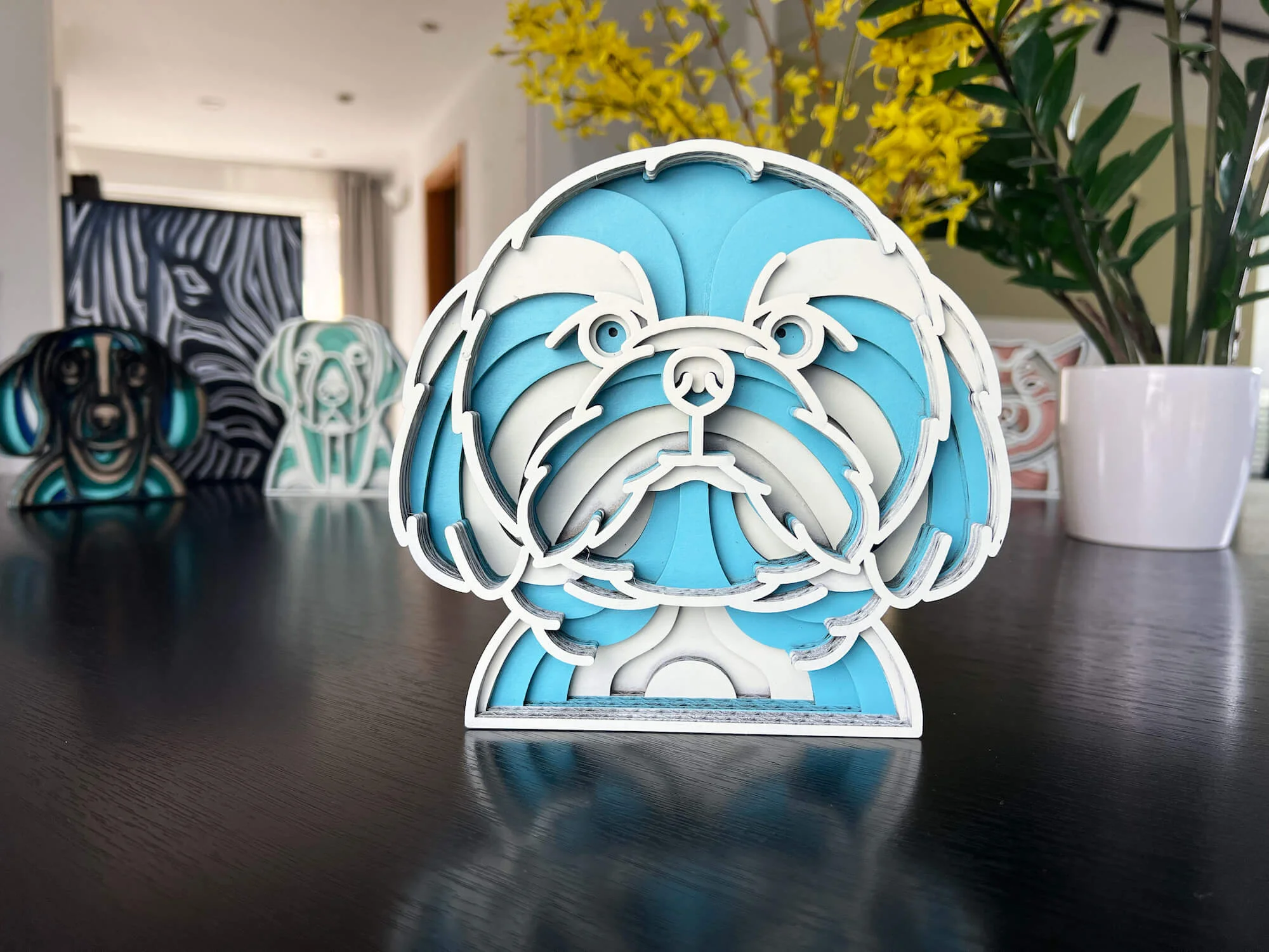 Vsepropejska Mandala Shih-tzu dekorace na stůl Barva: Modrá