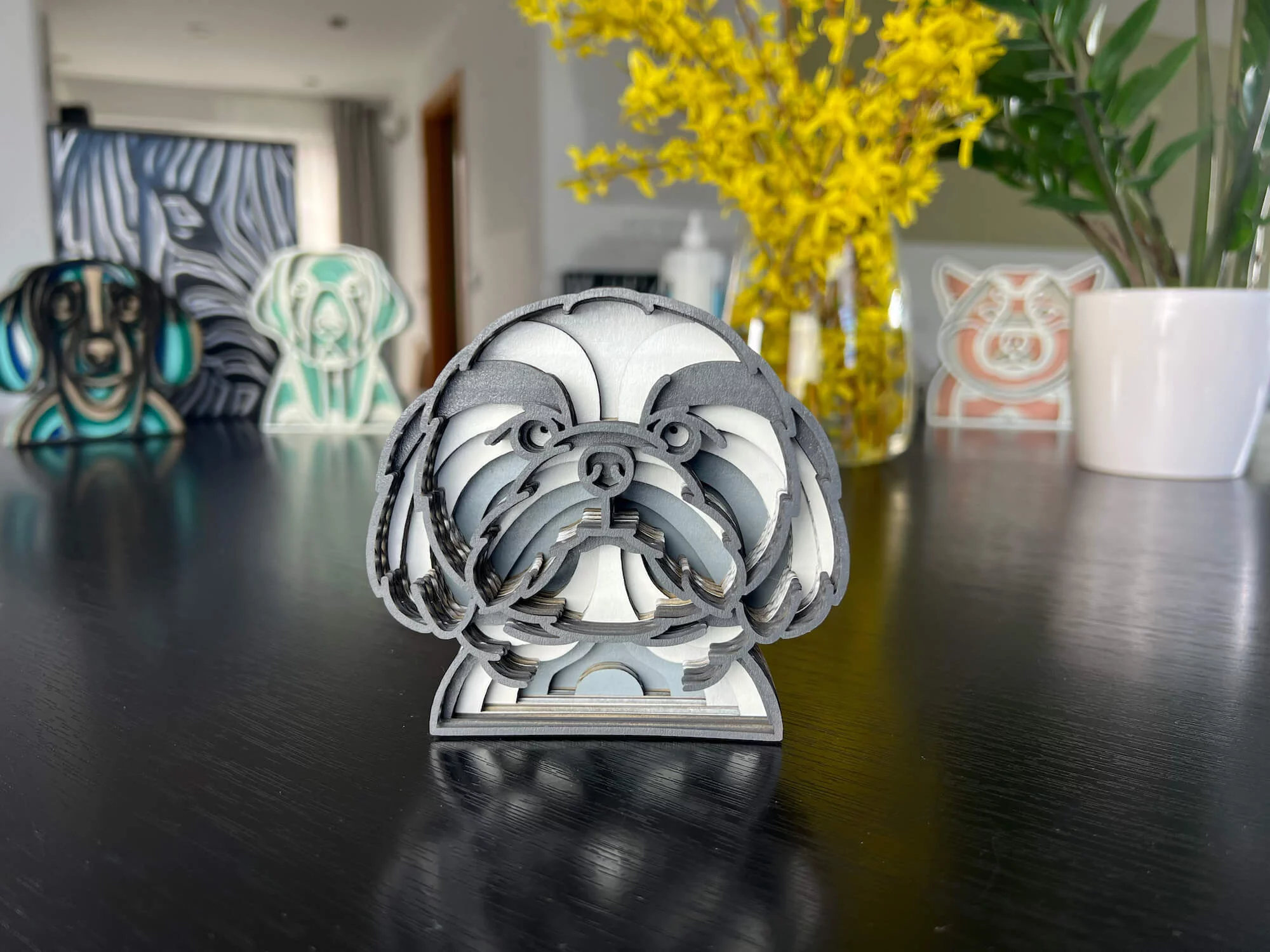 Vsepropejska Mandala Shih-tzu dekorace na stůl Barva: Šedá