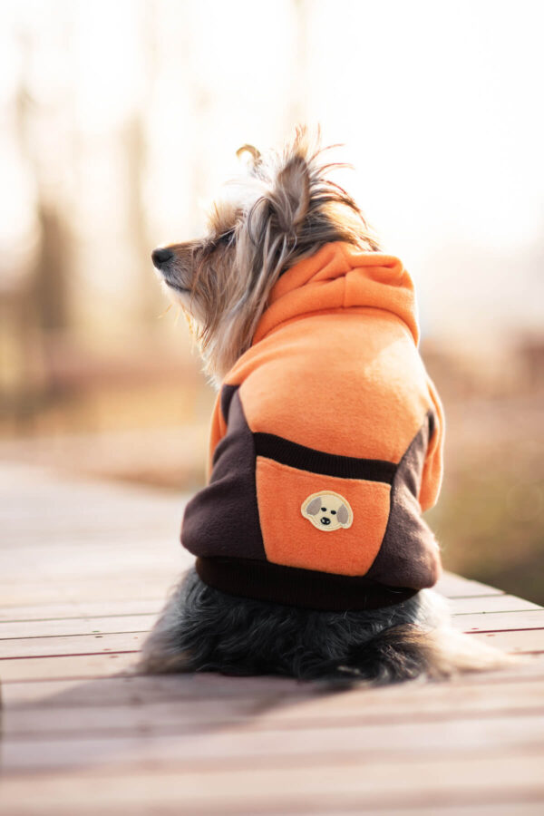 Vsepropejska Cool fleecová mikina pro psa s kapsičkou Barva: Oranžovo-hnědá