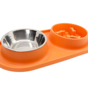Vsepropejska Volver dvojitá protihltací miska pro psa Barva: Oranžová