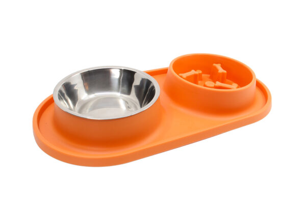 Vsepropejska Volver dvojitá protihltací miska pro psa Barva: Oranžová