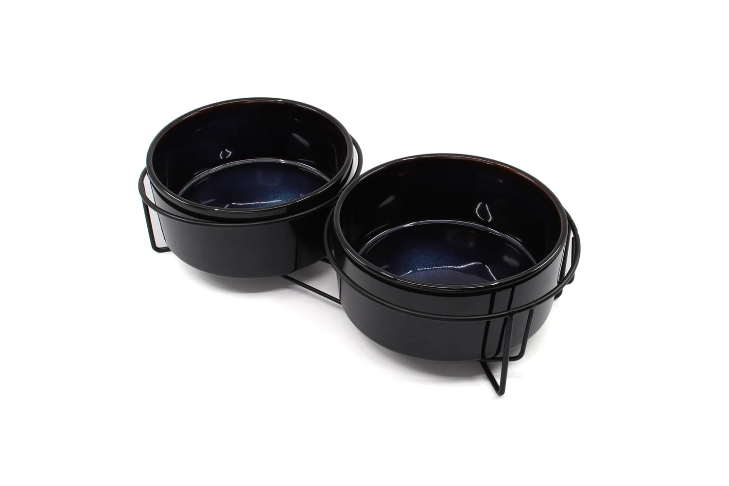 Vsepropejska Doris dvojitá keramická miska pro psa či kočku Barva: Černá