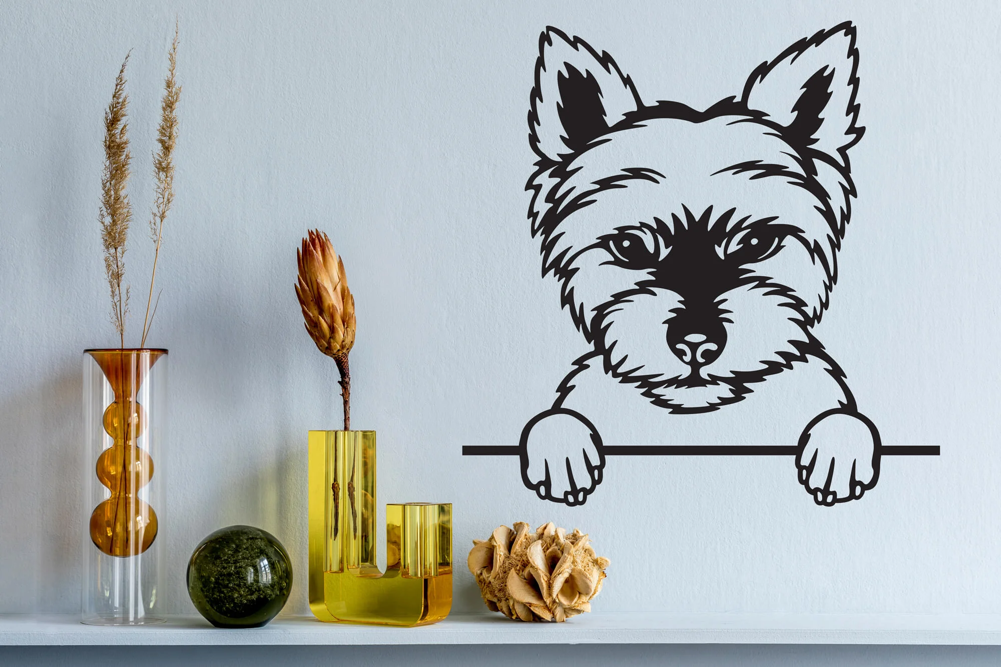 Vsepropejska Jorkšír dřevěná dekorace na zeď Rozměr (cm): 35 x 34