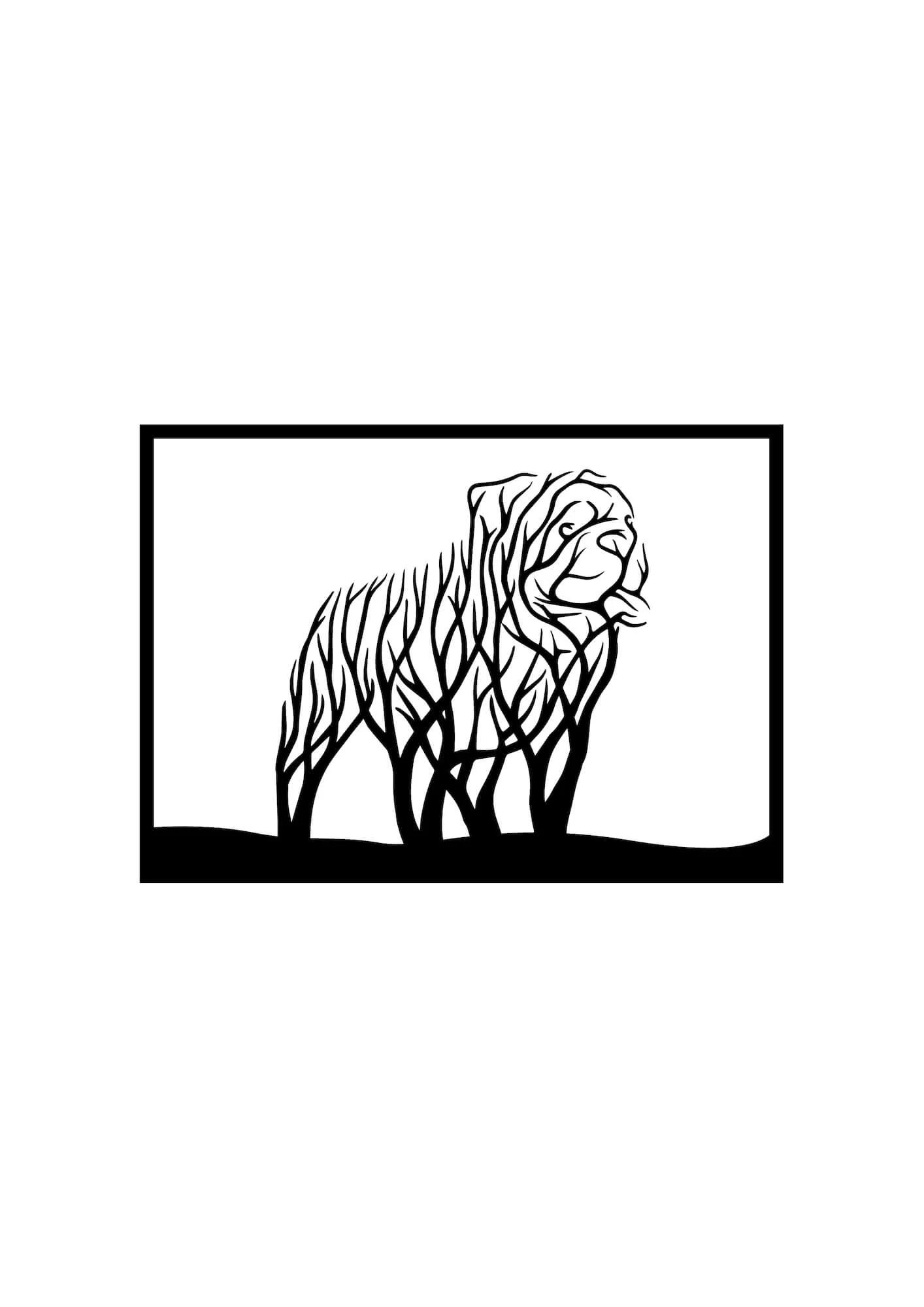 Vsepropejska Strom života anglický buldok dekorace na zeď Rozměr (cm): 38 x 26