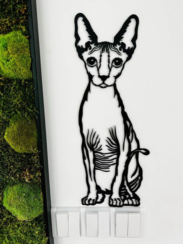 Vsepropejska Kočka Sphynx dřevěná dekorace na zeď Rozměr (cm): 38 x 18