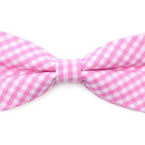 Vsepropejska Britain růžový károvaný motýlek pro psa | 20 - 44 cm Barva: Bílá