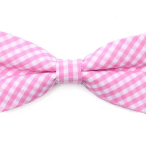 Vsepropejska Britain růžový károvaný motýlek pro psa | 20 - 44 cm Barva: Bílá