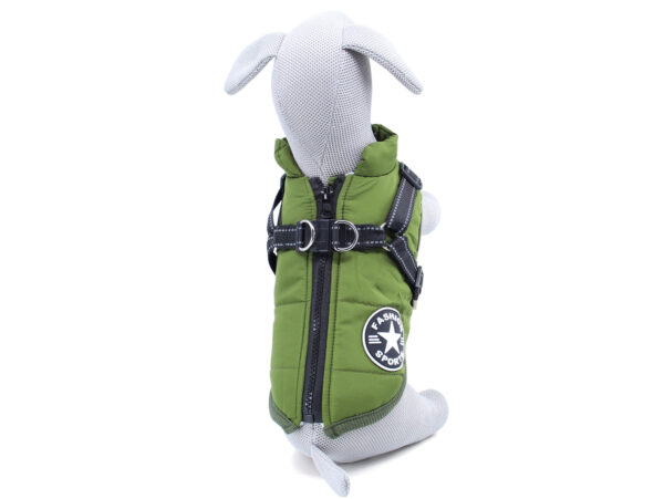 Vsepropejska Achar zimní bunda pro psa s postrojem Barva: Zelená