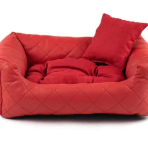 Vsepropejska Delux kožený pelech pro psa s polštářkem Barva: Červená