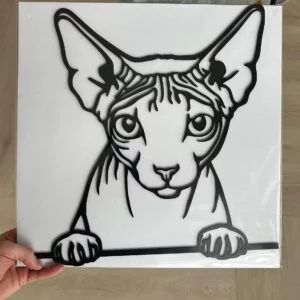 Vsepropejska Donský sphynx kočka dřevěná dekorace na zeď Rozměr (cm): 38 x 38