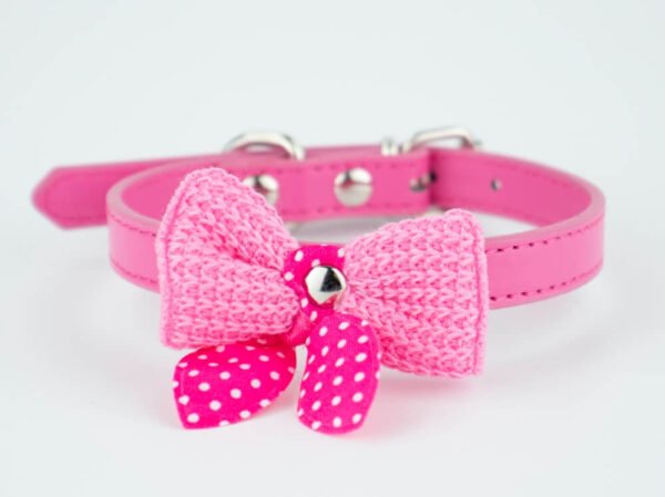 Vsepropejska Fashion obojek s motýlkem | 18 - 36 cm Barva: Tmavě-růžová