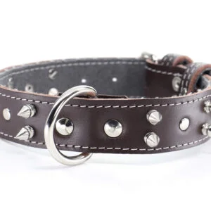 Apex kožený obojek pro psa s hroty | 22 – 65 cm Barva: Hnědá