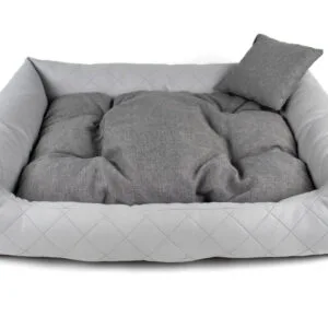 Vsepropejska Delux kožený pelech pro psa s polštářkem Barva: Šedá