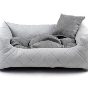 Vsepropejska Delux kožený pelech pro psa s polštářkem Barva: Šedá