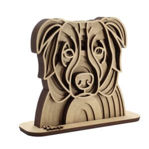 Vsepropejska Dřevěná 3D mandala psa se jménem Plemeno: Australský ovčák