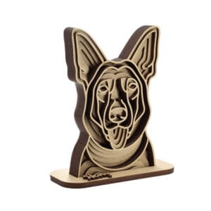 Vsepropejska Dřevěná 3D mandala psa se jménem Plemeno: Německý ovčák