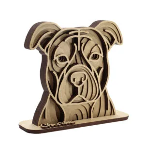 Vsepropejska Dřevěná 3D mandala psa se jménem Plemeno: Pitbull