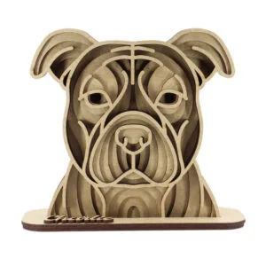 Vsepropejska Dřevěná 3D mandala psa se jménem Plemeno: Staford