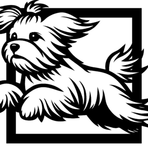 Vsepropejska Maltézský psík 4 dřevěná dekorace na zeď Rozměr (cm): 38 x 35