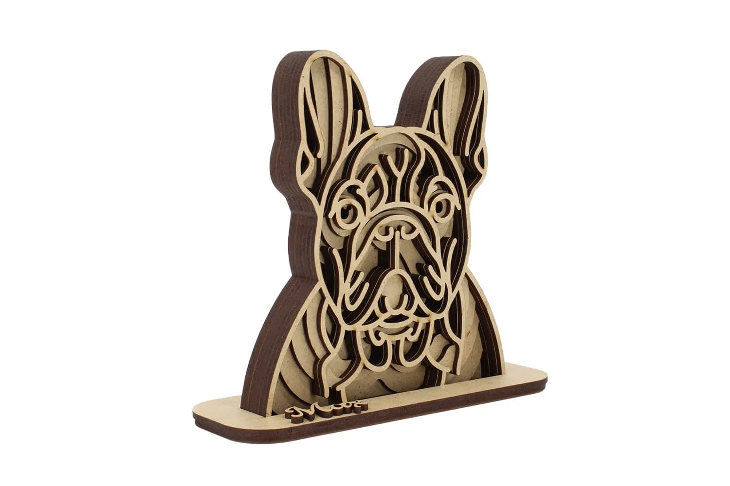 Vsepropejska Dřevěná 3D mandala psa se jménem Plemeno: Fr. buldoček