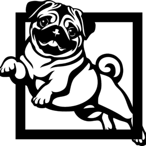 Vsepropejska Mops 5 dřevěná dekorace na zeď Rozměr (cm): 38 x 36