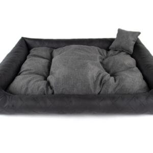 Vsepropejska Delux kožený pelech pro psa s polštářkem Barva: Černá