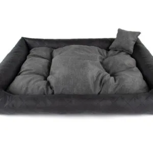 Vsepropejska Delux kožený pelech pro psa s polštářkem Barva: Černá