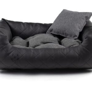 Vsepropejska Delux kožený pelech pro psa s polštářkem Barva: Černá