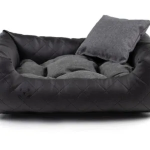 Vsepropejska Delux kožený pelech pro psa s polštářkem Barva: Černá