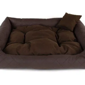 Vsepropejska Delux kožený pelech pro psa s polštářkem Barva: Hnědá