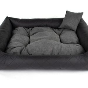 Vsepropejska Delux kožený pelech pro psa s polštářkem Barva: Černá