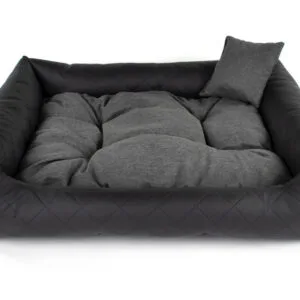Vsepropejska Delux kožený pelech pro psa s polštářkem Barva: Černá