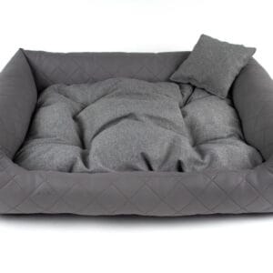 Vsepropejska Delux kožený pelech pro psa s polštářkem Barva: Tmavě-šedá