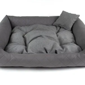 Vsepropejska Delux kožený pelech pro psa s polštářkem Barva: Tmavě-šedá