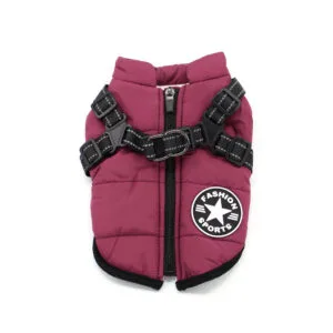 Vsepropejska Achar zimní bunda pro psa s postrojem Barva: Fialová