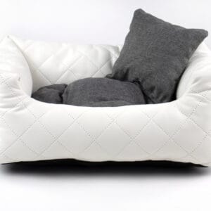 Vsepropejska Delux kožený pelech pro psa s polštářkem Barva: Bílá