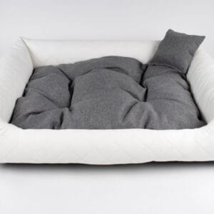 Vsepropejska Delux kožený pelech pro psa s polštářkem Barva: Bílá