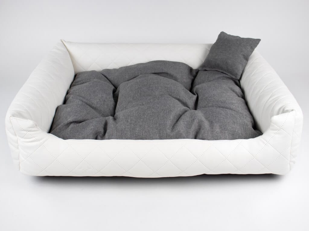 Vsepropejska Delux kožený pelech pro psa s polštářkem Barva: Bílá