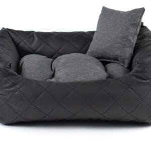 Vsepropejska Delux kožený pelech pro psa s polštářkem Barva: Černá